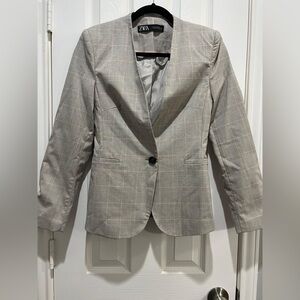 Zara Light Gray Plaid Blazer / Jacket